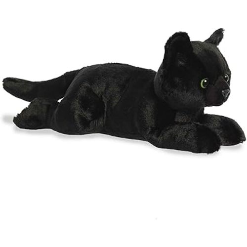 Aurora® Adorable Flopsie™ Twilight Cat™ Stuffed Animal - Playful Ease - Timeless Companions - Black 12 Inches