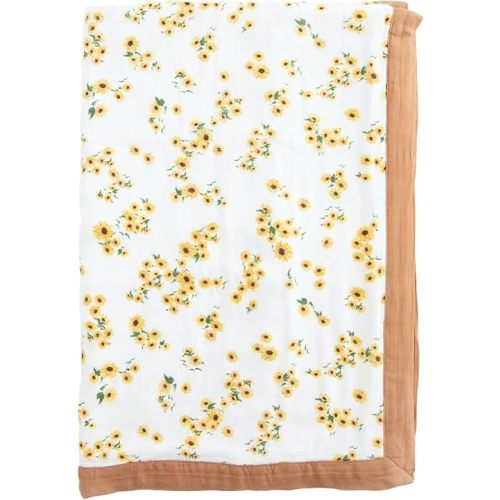 Little Unicorn Deluxe Muslin Quilt | 100% Rayon Muslin from Bamboo | Babies and Toddlers | Small 30 x 40 (Ditsy Sunflower)