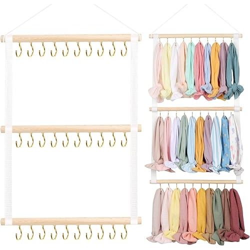 POVETIRE Headband Holder Head Bands Organizer for Girls, Baby Headbands Hair Accessories Organizer Storage Wall Hanging Decor for Nursery Toddler Girls Room