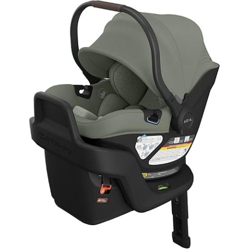 UPPAbaby Aria V2 Lightweight Infant Car Seat - Just Under 6 lbs - Base with Load Leg + Infant Insert + All-Weather FootCover Included - Direct Stroller Attachment - Evelyn (Green Meadow)