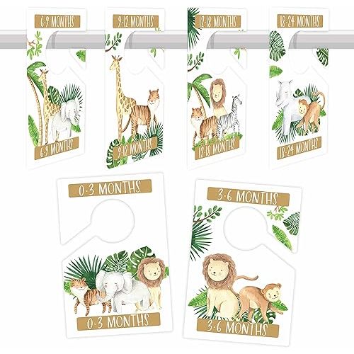Hadley Designs - Safari Baby Closet Dividers, Baby Closet Organizer For Newborn Essentials, Nursery Closet Dividers Girl or Boy - 6 Pieces