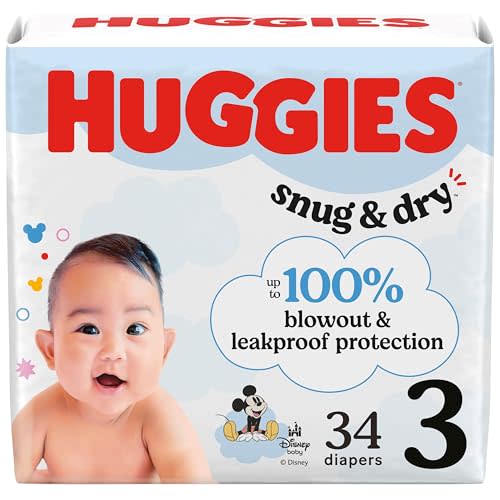 Huggies Size 3 Diapers, Snug & Dry Baby Diapers, Size 3 (16-28 lbs), 34 Count, Packaging May Vary
