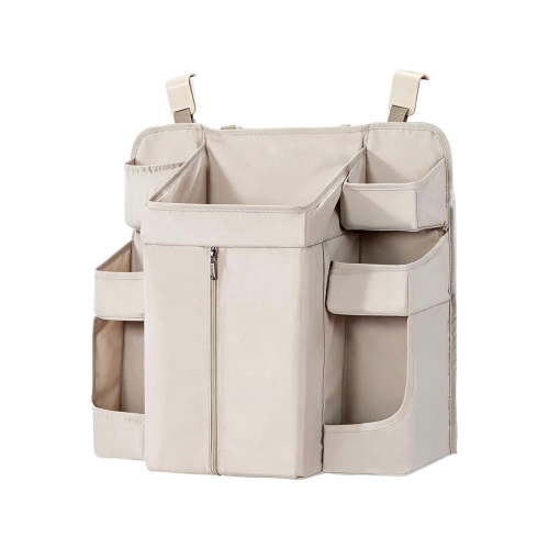 Diaper Organizer for Changing Table and Crib - Nursery Diaper Stacker Hanging Caddy for Baby Essentials Beige