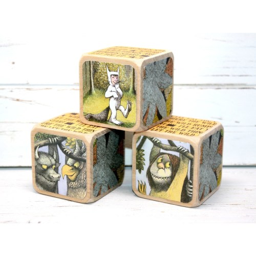 Where The Wild Things Are - Wooden Baby Blocks - Baby Shower Decor - Table Centerpieces - Nursery Room - Book Blocks - 2 Inch
