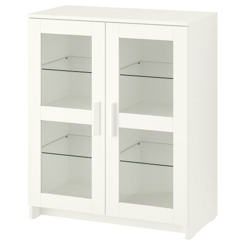 BRIMNES Cabinet with doors - glass/white 30 3/4x37 3/8 "