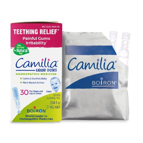 Boiron Camilia Liquid Dose, Homeopathic Medicine for Teething Relief, Painful Gums, Irritability, 30 Single Liquid Doses