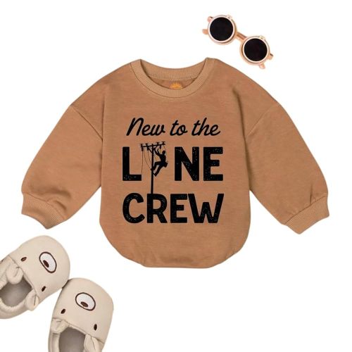 New To The Line Crew Baby Romper Long Sleeves, Lineman Dad Baby Bodysuit, Pregnancy Announcement Romper Sweatshirt, Father'S Day Gift
