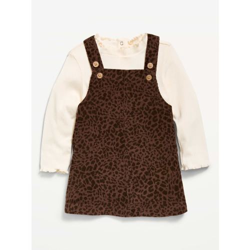 Sleeveless Corduroy Dress and Long-Sleeve Top Set for Baby