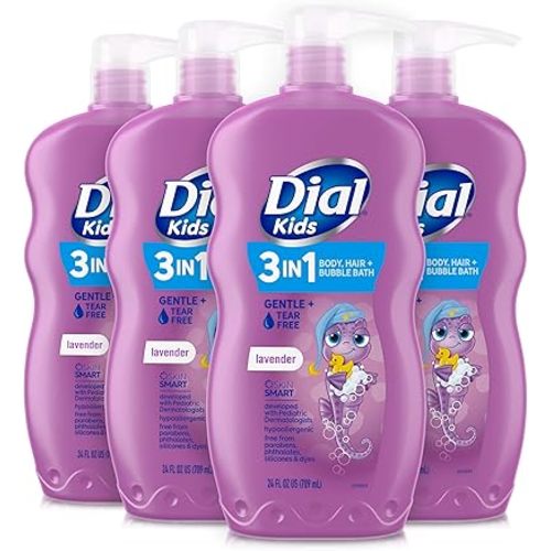 Dial Kids 3-in-1 Body+Hair+Bubble Bath, Lavender Scent, 24 fl oz (Pack of 4)