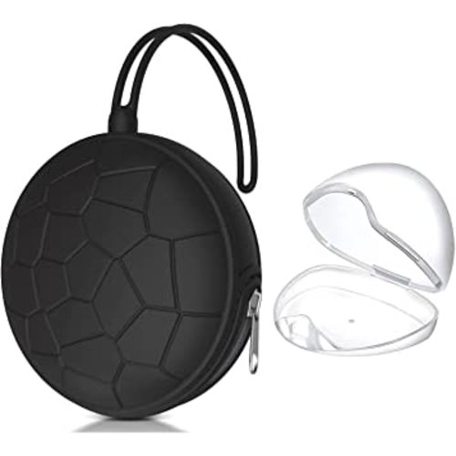 Smlpuame Pacifier Holder Case,BPA Free Portable Pacifier Storage Container,Silicone Baby Pacifier Cover Pouch for Diaper Bag Stroller,Travel Outdoor Activities,Easy to Clean(Black)