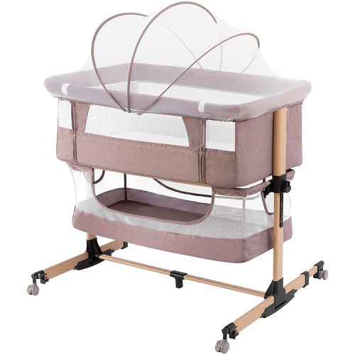 Nordmiex Baby Bassinet 3 in 1 Adjustable Bedside Sleeper Bed for Infant Baby with Breathable Net, Khaki