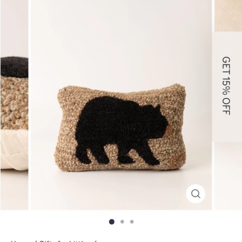 Small Black Bear Wool Hook Pillow