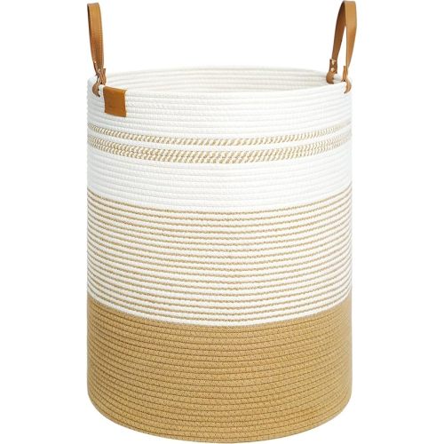 danpinera 79L Laundry Hamper Basket, Tall Round Dirty Clothes Hamper with Handle, Woven Storage Basket for Blanket, Toy, Pillow, Blanket Bin for Living Room, Nursery Room Gradient Jute