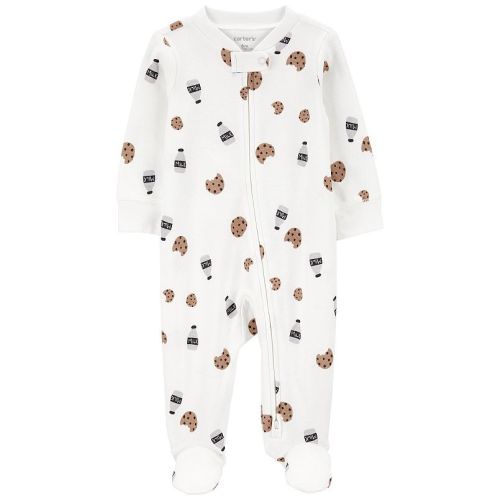 Baby Carter's Milk & Cookie Print 2-Way Zip Sleep & Play Pajamas