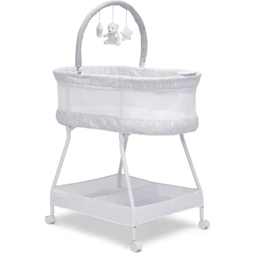 Delta Children Curve Bassinet, White/Grey