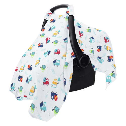 EUZODNAK Car Seat Cover Baby, Carseat Covers Baby for Girl Boy, Muslin Cotton Infant Car Seat Cover, Lightweight Car Seat Canopy, Breathable Baby Carrier Cover, Summer Stroller Sun Shade
