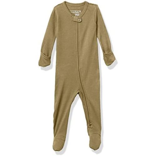 L'ovedbaby Unisex Organic Baby Zipper Footie - Sage - 3-6M