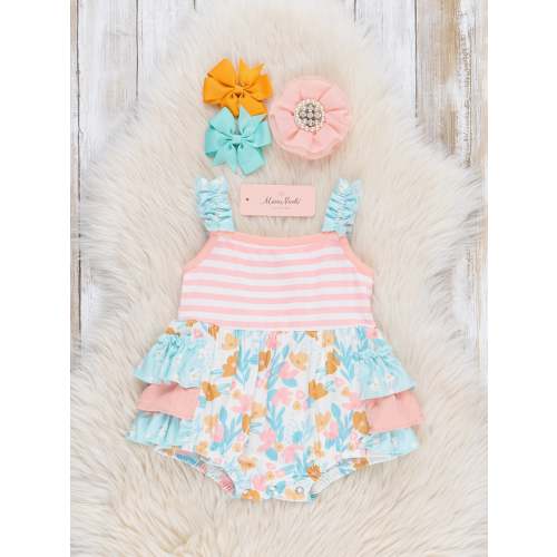Striped Peony Garden Ruffle Bubble