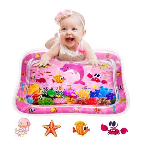 ZMLM Baby Tummy Time Water Mat for Babies: Baby Toys Gifts for Newborn Infant 3 6 9 12 Month Boy Girl Inflatable Activity Playmat Sensory Mat Toddler Belly Time Pat Indoor Summer Gifts (Pink)