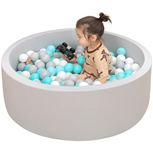 TOLEAD Ball Pit, ∅ 2.75in 200 Balls Included, Foam Ball Pits for Toddlers Soft Children Round Playpen 35 x 12 inch Gray