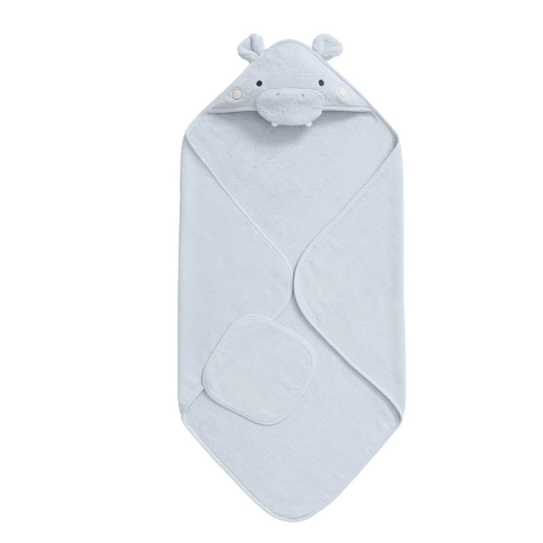 Super Soft Hippo Baby Hooded Towel & Washcloth Set