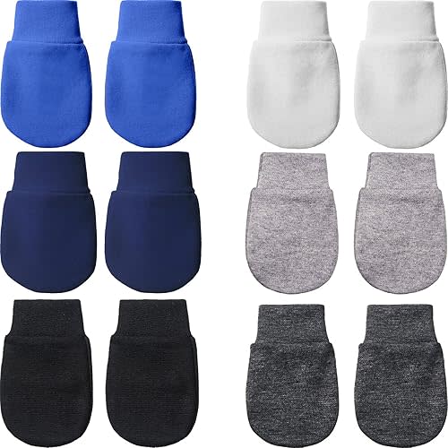 Geyoga 6 Pairs Newborn Baby Mittens No Scratch Gloves Infant Toddler Anti Scratch Essentials Unisex for 3-9 Months Girls Boys