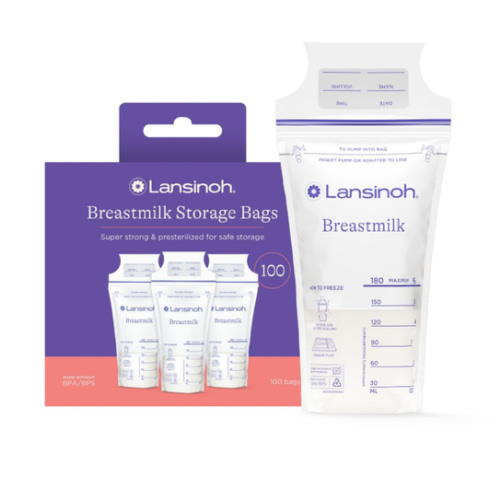 Lansinoh Breastmilk Storage Bags, 100 Count, Baby Essentials, Fast Freeze & Thaw Breast Milk Bags for Baby Bottle Feeding, Superior Strength & Stretch, 6 Ounce