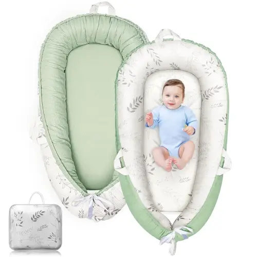 Baby Lounger - Infant Lounger for Newborn 0-24 Months, Ultra Soft Breathable Infant Floor Seat, Portable Babies Lounger for Baby Girls& Boys, Newborn Gifts（Green）