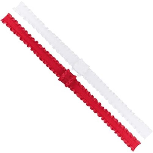 Wee Ones Baby Girls' Two Stretch Ruffle Edge Satin Add-A-Bow Baby Head Bands,Multiple Colors and Sizes.