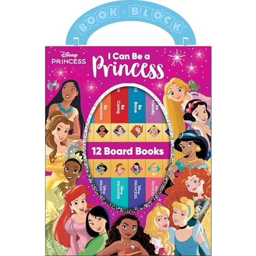 Disney Princess - I Can Be Princess My First Library Board Book Block 12-Book Set Teaches Positive Traits Like Caring, Friendliness, Curiosity, and More! - PI Kids