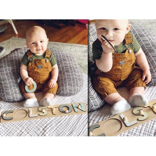 Custom Name Puzzle With Pegs - Best Christmas Present for Baby - Nursery Decor