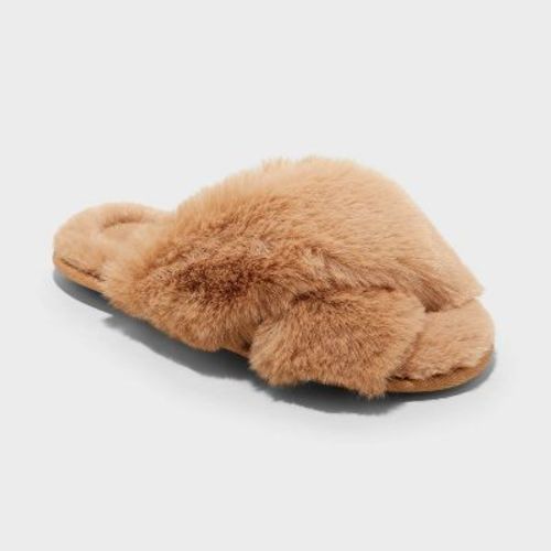 Women's Paris Crossband Slide Slippers - Auden™ Blush XL: Indoor/Outdoor Open Toe