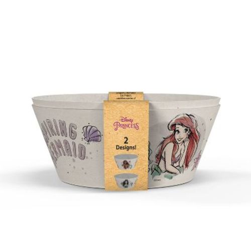 Zak Designs 'princess' 22oz 2pk Melamine And Bamboo Bowl Set: Kids Snack Bowls, Disney Princess, Dishwasher-safe