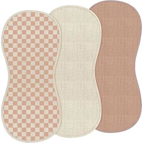 Hhahafelt 3 Pcs Changing Pad Liners Fits in Peanut Shape Changing Pad Waterproof Diaper Mats Organic Cotton Peanut Mats are Warm on a Baby's Back, Washable Reusable(Checker Style)