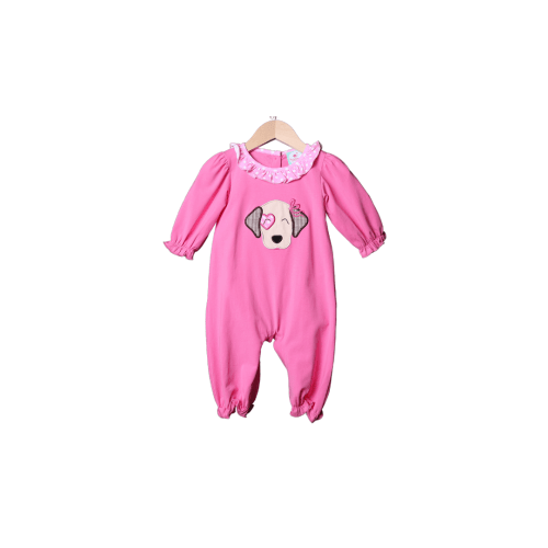 Pink Puppy Love Applique Knit Romper