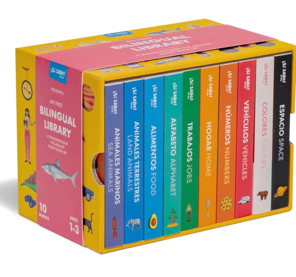 My First Bilingual Library: A Spanish-English Vocabulary Board Book Set of Colors, Numbers, Animals, ABCs, and More (Si Sabo Bilingual Books for Kids)