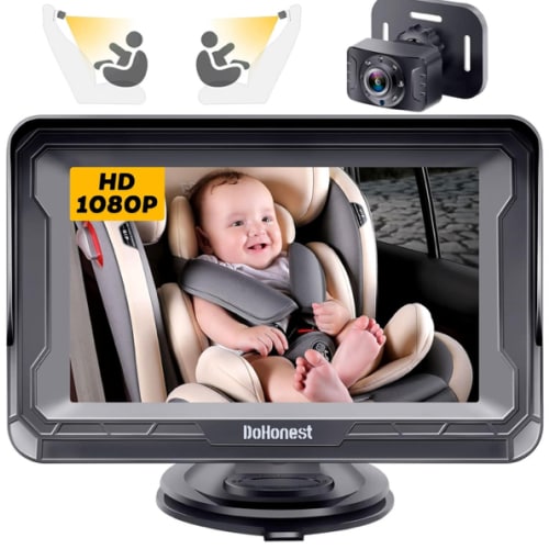 DoHonest Baby Car Camera HD 1080P - Rear-Facing Car Baby Monitor with Night Vision, Adjustable View Angle, Easy Setup, Anti-Glare Display, Safety for Kids & Infants