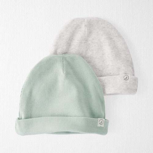 Green, Grey Baby 2-Pack Organic Cotton Rib Caps | Carter’s Oshkosh Canada