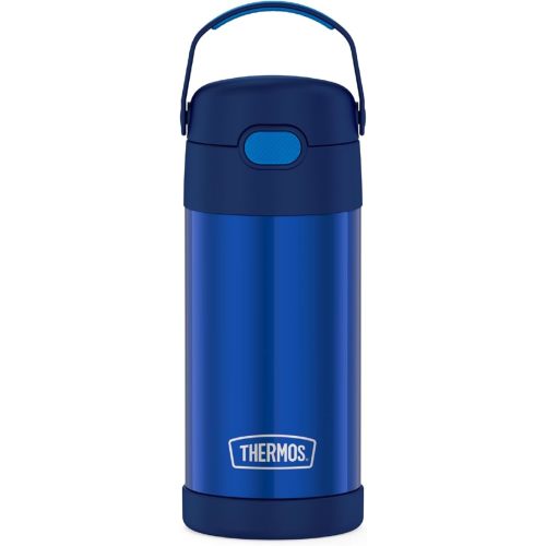 THERMOS FUNTAINER 12 Ounce Stainless Steel Vacuum Insulated Kids Straw Bottle, Blue
