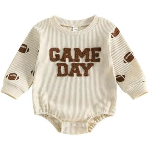 FYBITBO Infant Baby Boy Girl Clothing Fall Long Sleeve Sweatshirt Romper Bodysuit Game Day Football Outfit Cute Clothes