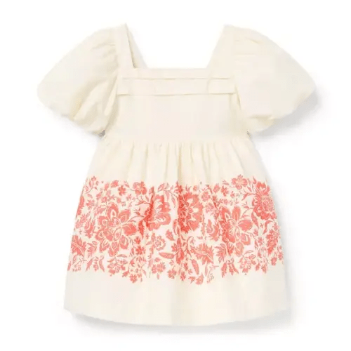 Girl Freshwater Pearl Floral Border Puff Sleeve Dress by Janie and Jack
