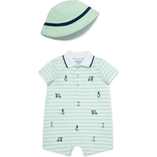 Baby Golf Romper & Hat Set, 12M, Green