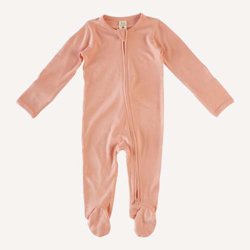 long sleeve zipper footie | mellow rose | bamboo