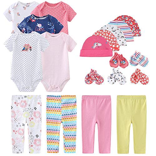 Kiddiezoom Unisex Baby Layette Essentials Giftset Clothing Set 19-Piece For Newborn Baby