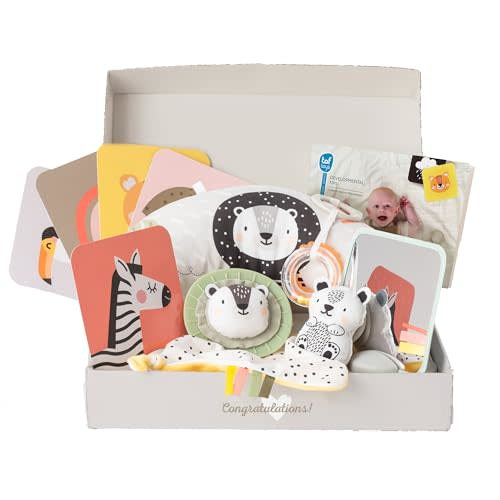 Taf Toys Newborn Developmental Toy Kit, Perfect for Boys and Girls, includes 12 Essential Baby Boy and Girl Toys for Learning and Stimulation, Ideal New Baby Gift Basket