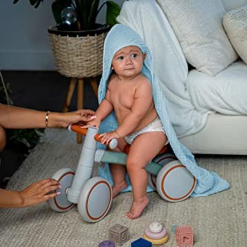Comfy Cubs 2 Pack Baby Hooded 9 Layer Muslin Cotton Towel for Kids, Large 32” x 32”, Ultra Soft, Warm, and Absorbent. Baby Essentials Bath Towels, Cute Unisex for Girls and Boys (2 Pack, Sky Blue)