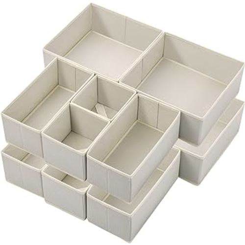 Stero 12 Pack Drawer Organizers for Clothing, Dresser Drawer Organizer Clothes, Fabric Foldable Closet Organizers and Storage Basket Bins for Clothes, Underwear, Bras, Socks (Light Grey)