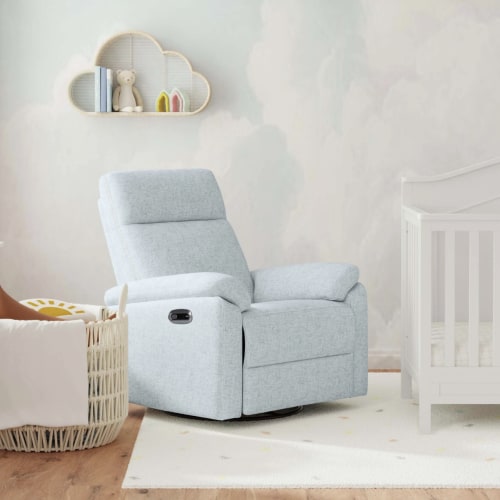 DaVinci Suzy Power Swivel Glider and Recliner, Heathered Blue