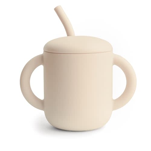 mushie 100% Silicone Training Cup & Straw for Toddlers | 6 Months+ (Shifting Sand)