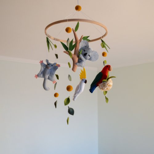Australian animals baby mobile Koala hanging mobile Animal mobile nursery Parrot nursery baby decor Australian baby mobile Baby shower gift